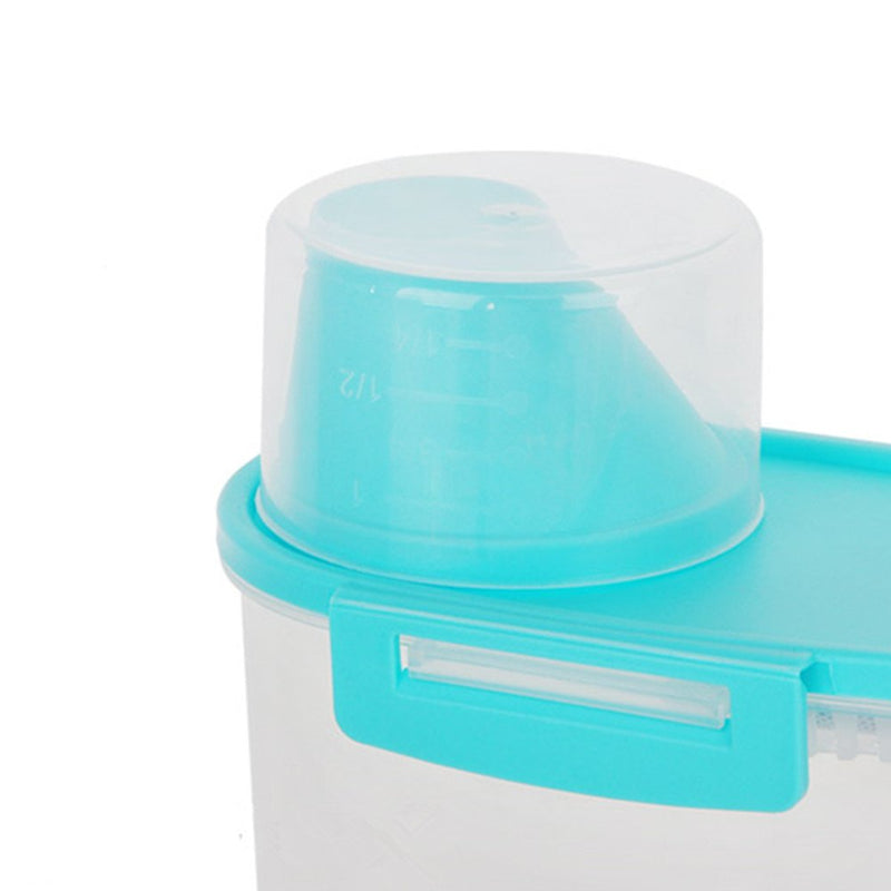 [Australia] - Pet Food Storage Container with Measuring Cup, Pour Spout and Seal Buckles Food Dispenser for Dogs Cats Blue 