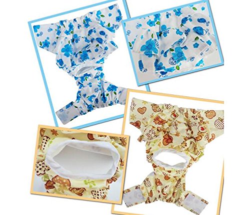 [Australia] - Dogs Kingdom 3Pcs Nice Dog Small Floral Diaper Skirt Female Girl Sanitary Pant Dress Underwear For Small Dogs Breed M Random-3pcs 