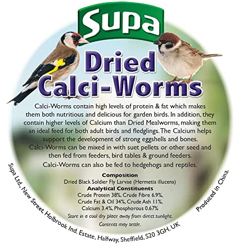 Supa Dried Calci Worms for Wild Birds, 1 Litre Bucket, High Energy Protein Rich Treat For Garden Birds, Attract More Birds To Your Garden, Quality Wild Bird Food - PawsPlanet Australia