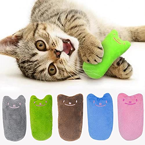 PKSANIT Cat Toys with Catnip, Cat Face Expression Floppy Plush Catnip Toys for Indoor Cats, Molar Interactive Bite Resistant Cat Toy Blue - PawsPlanet Australia