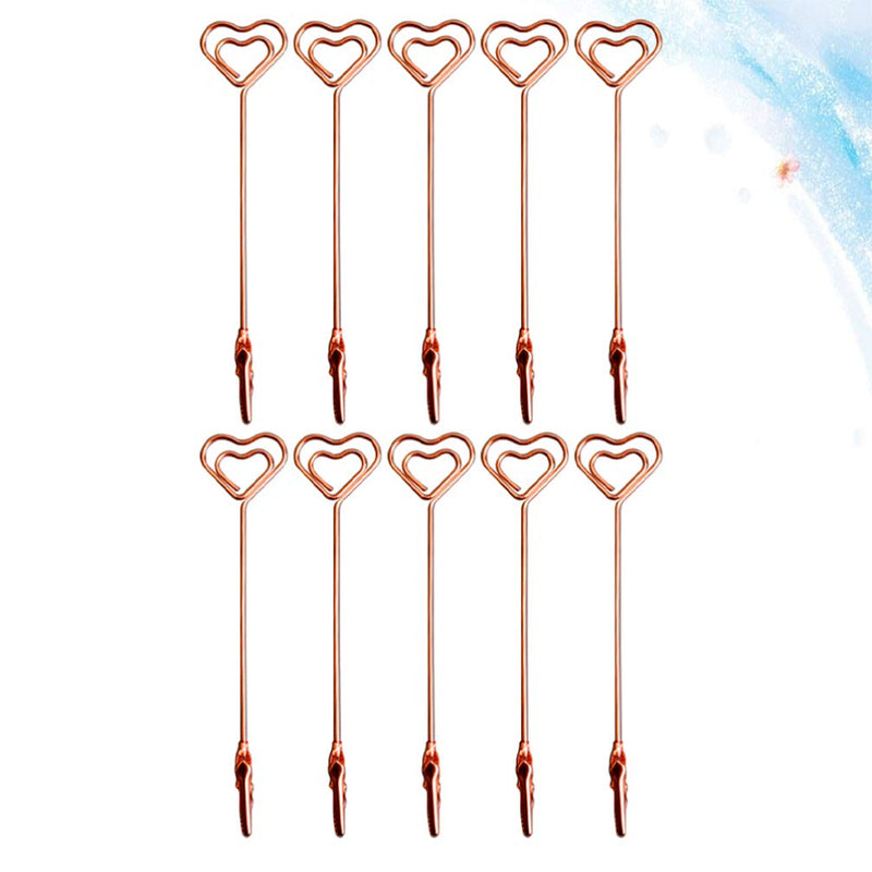 SUPVOX 10pcs Place Card Holders Double End Wire Card Holder Metal Wire Alligator Clamp Photo Clip for Christmas Decoration Rose Gold Heart - PawsPlanet Australia