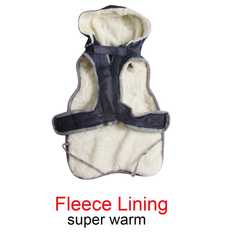 [Australia] - JoyDaog Fleece Dog Hoodie for Small Dogs Warm Puppy Jacket for Cold Winter Dog Coats with Hood XS Dark Denim 