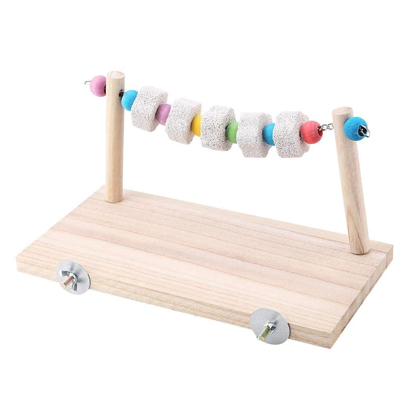 Aeloa Swing Wooden Stand Platform Mineral Stone Molar Toy Springboard for Birds Hamster - PawsPlanet Australia