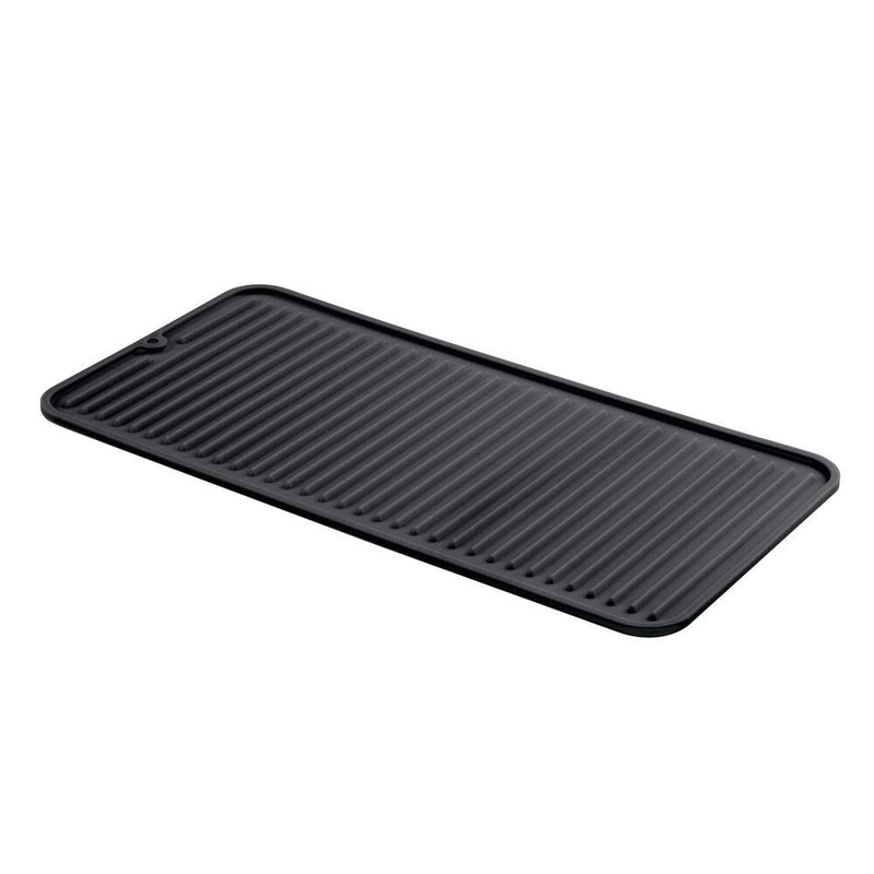 mDesign Premium Quality Pet Food and Water Bowl Feeding Mat for Dogs and Puppies - Waterproof Non-Slip Durable Silicone Placemat - Raised Edges, Food Safe, Non-Toxic - Small - Black 8 x 16 x .25 - PawsPlanet Australia