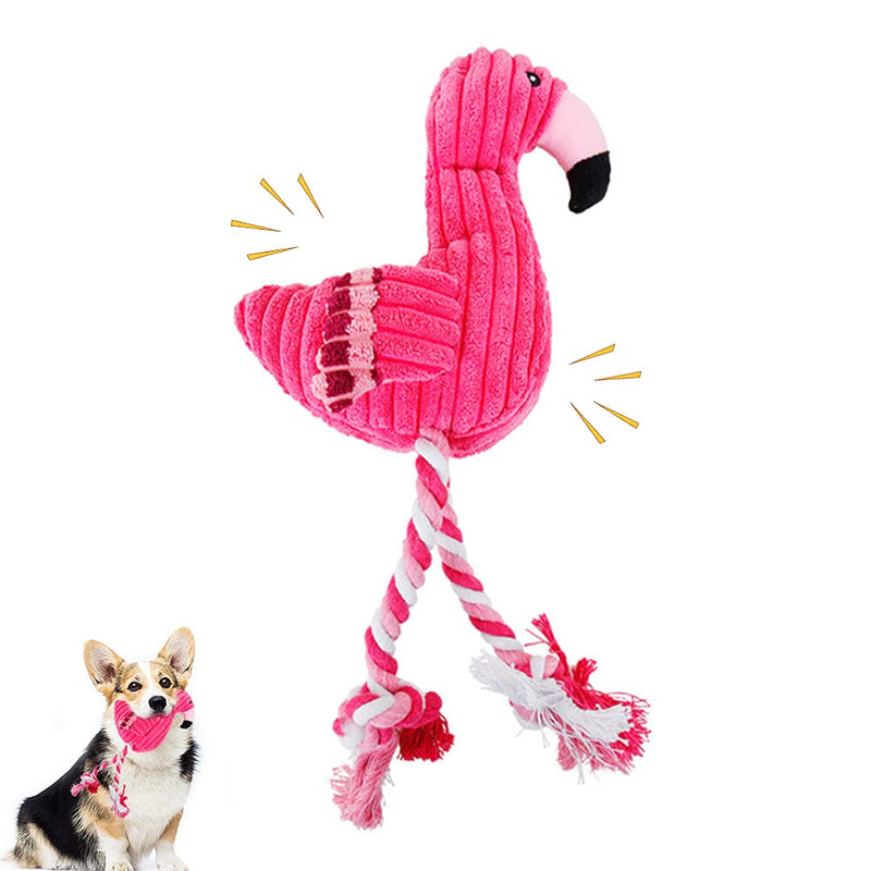 Squeaky Plush Dog Toy, Interactive Stuffed Dog Chew Toys with Squeaker, Durable Pet Toy for Small Medium Chewer with Cute Shape, Boredom Reducing Training Play Flamingo - PawsPlanet Australia