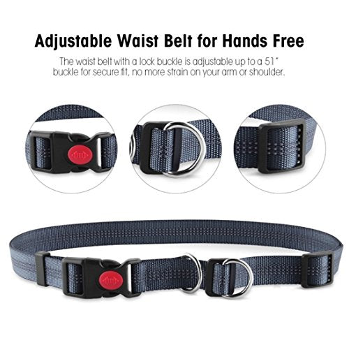 [Australia] - Retractable Hands Free Dog Leash For Small And Medium Breeds: Dual Control Handles For Training, Reflective Belt Pet Leash For Walking, Running, Jogging And Hiking, Shock Absorbing Bungee Harness 