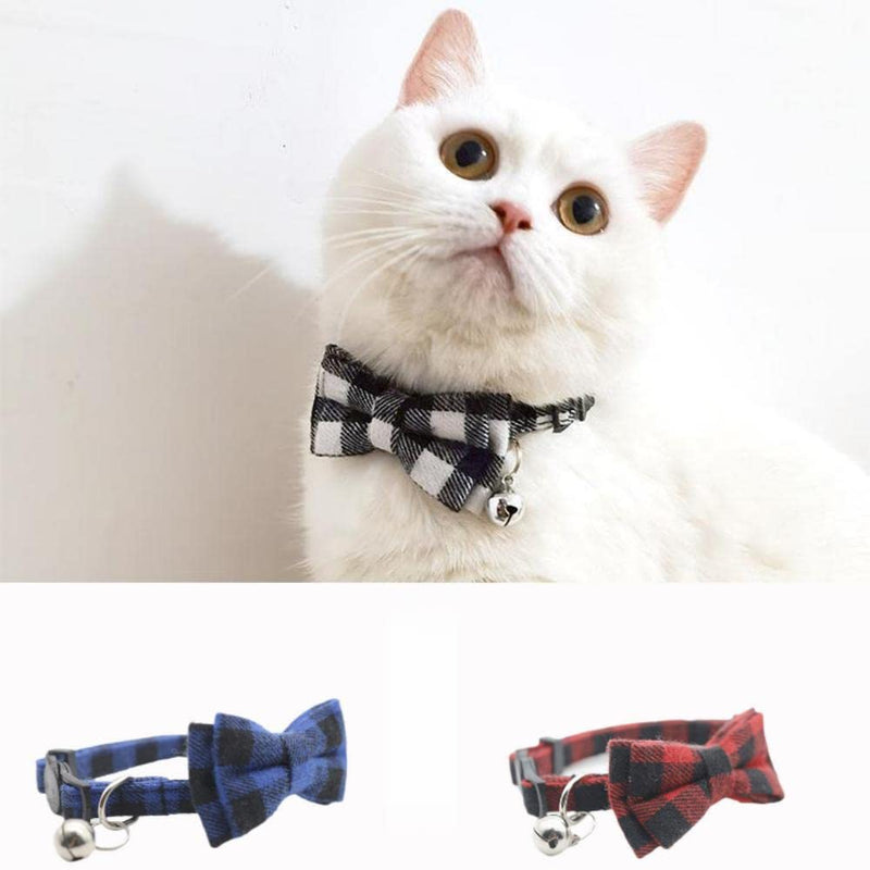 4 Pack Puppy Kitten Collars Breakaway Cat Collars with Bow Tie and Bell Dog Collar Personalized Cat Collars for Girl Cat Boy Cat Adjustable Cat Bow Tie Blue, Black, Red, Green - PawsPlanet Australia