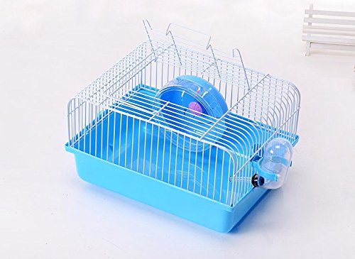 Misyue Hamster Cage Portable Carrier Hamster Carry Case Cage with Water Bottle&Wheels&Food Feeder Travemster Small Animals (Blue) - PawsPlanet Australia