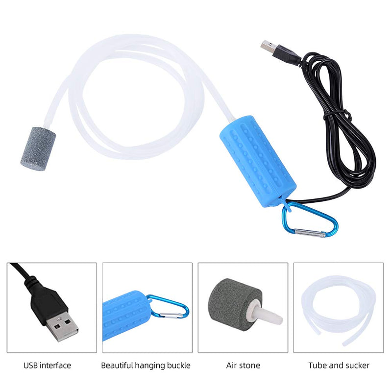 Adeeing Portable Mini USB Aquarium Fish Tank Oxygen Air Pump Mute Energy Saving Supplies Accessories Blue - PawsPlanet Australia