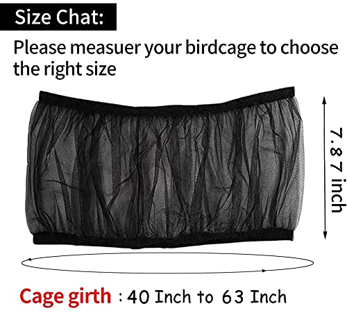 Universal Bird Cage Seed Catcher,Seed Catcher Guard Net Cover,Parrot Nylon Mesh Net Cover,Soft Airy Cage Net Stretchy Skirt for Round Square Cages (Circumference 40 inch to 63 inch，Black)…… Black Circumference 40 inch to 63 inch，Black - PawsPlanet Australia