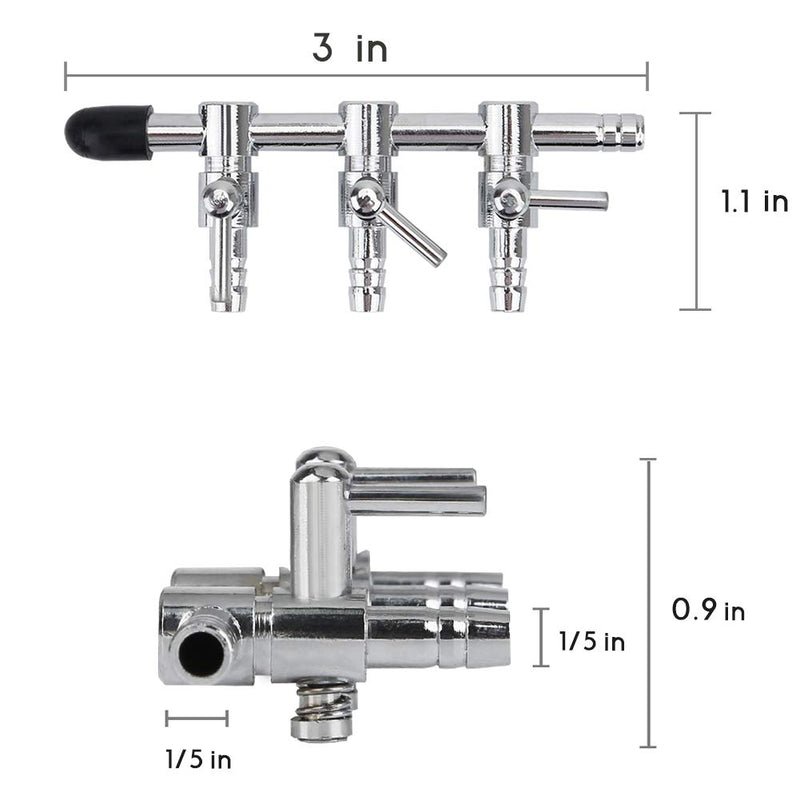 Pawfly 3-Way Aquarium Air Flow Control Lever Valve Distributor Splitter Pump Accessories Set with 3 Check Valves & 4 Suction Cups - PawsPlanet Australia