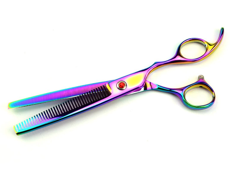 [Australia] - LILYS PET Professional PET Grooming Scissors Kit,Coated Titanium,Sharp and Strong Stainless Steel Blade for Dogs Cats Hair Cutting,3 Pieces of Scissors with a Comb and a Case 8.0 inches Rainbow 