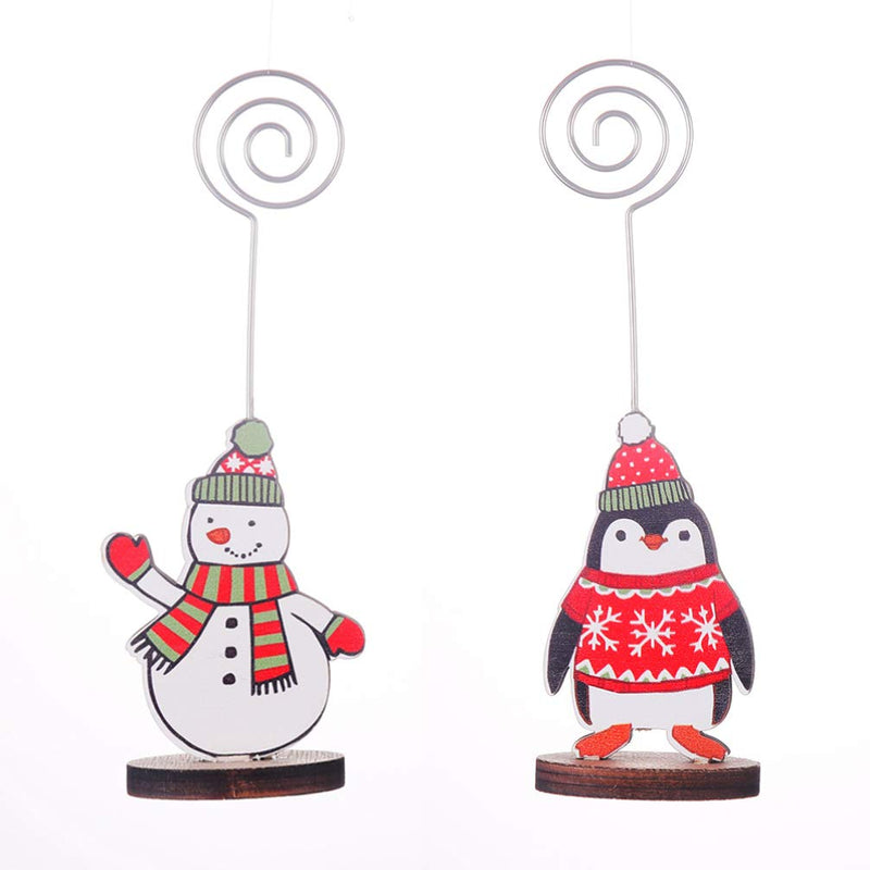 Amosfun Place Card Holders Christmas Cute Snowman Table Number Stands Wooden Name Photo Clip Holder for Xmas Holiday Party Decoration - PawsPlanet Australia