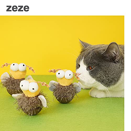 ZeZe Fun Bee Matatabi Catnip Toy, Designer Cat Toy Natural Catnip Ball Tumbler - PawsPlanet Australia