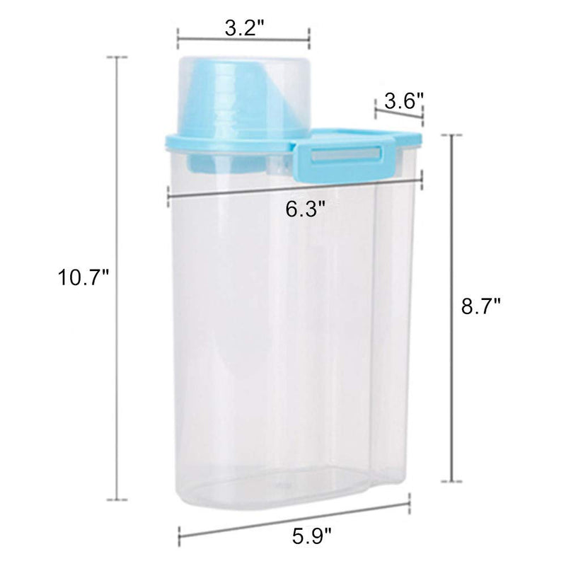 [Australia] - Pet Food Storage Container with Measuring Cup, Pour Spout and Seal Buckles Food Dispenser for Dogs Cats Blue 