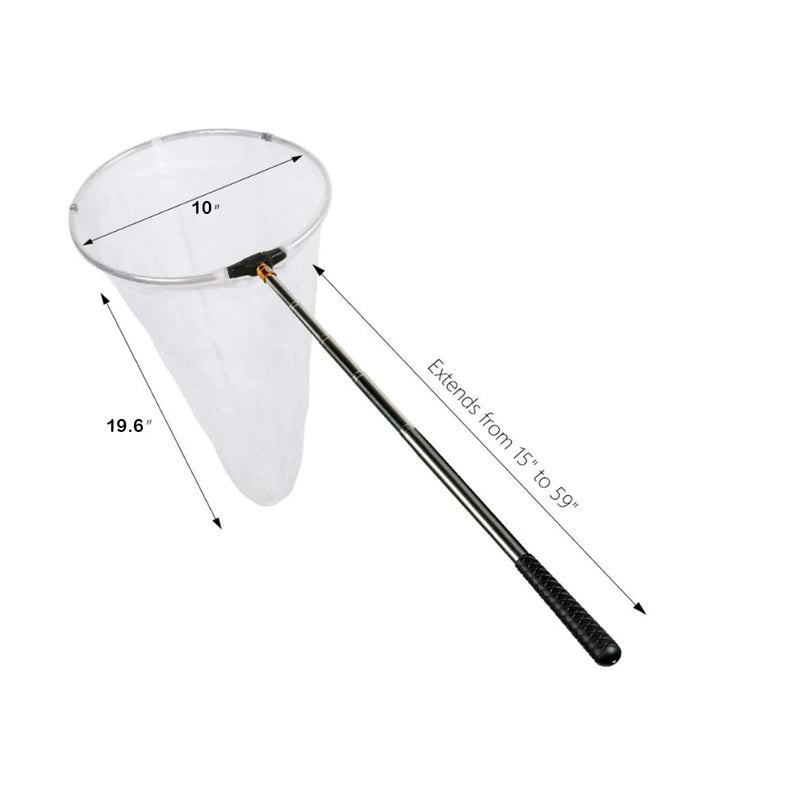 EAR PADZ Insect and Butterfly Net with 10" Ring, Handle Extends to 48 Inches Extendable Aluminum Alloy Rod Telescopic Handle Landing Net Extendable Net for Adults and Kids - PawsPlanet Australia