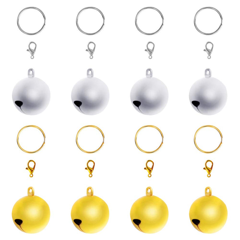 Sonku 8pcs Pet Cat Dog Bells Collar Pendant DIY Accessories Gold Silver - PawsPlanet Australia