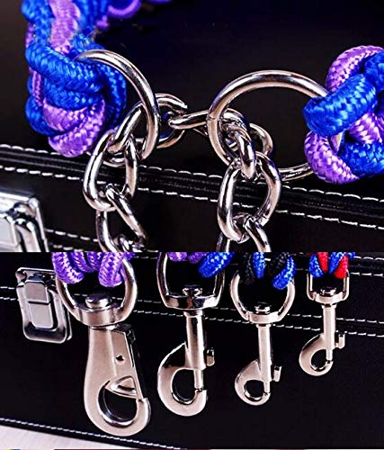 [Australia] - Manco Luella Heavy Duty Dog Leash Collar Set, Adjustable Martingale Braided Loop Slip Strong Metal Pull Clip Anti-Twist Pet Walking Training Lead Solid Hand Crafted Rope for Medium Large Dog M pink_black 