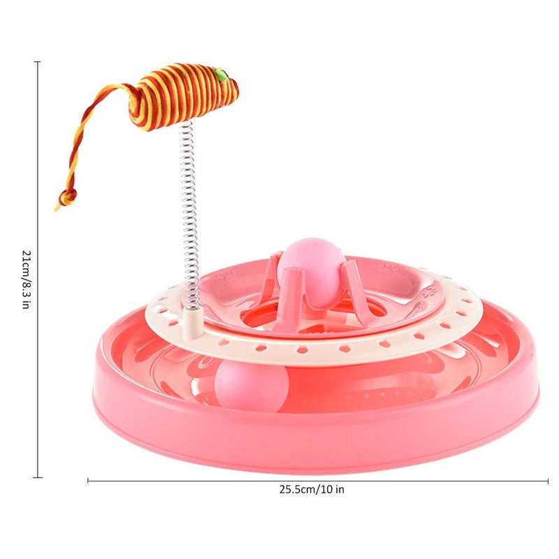 [Australia] - Cat Interactive Toys Turbo Track Ball Exercise Toys Catch The Mouse Scratcher Roller Turntable Kitten Sway Toy Mental Physical Exercise Amusement Pet Supplies 1 Pcs Pink 