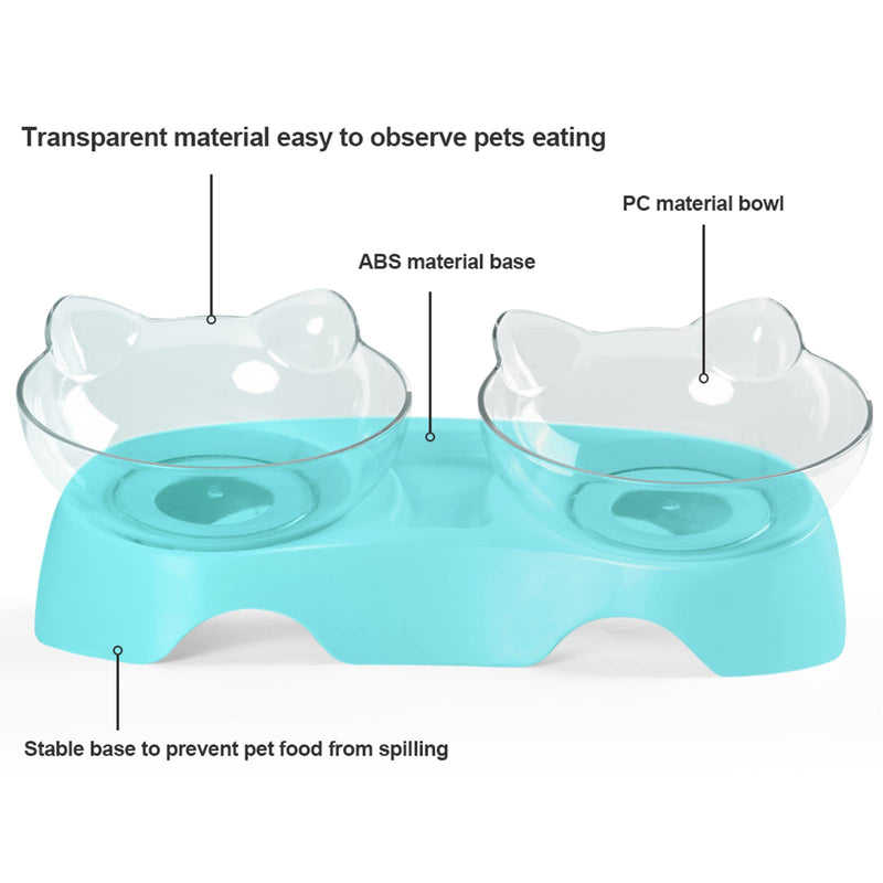 MILIFUN Cat Bowls, Cat Food Bowls Elevated Tilted, Anti Vomiting Kitty Bowls for Puppy and Bunny, Orthopedic Cat Bowls for Indoor Cats. Blue - PawsPlanet Australia