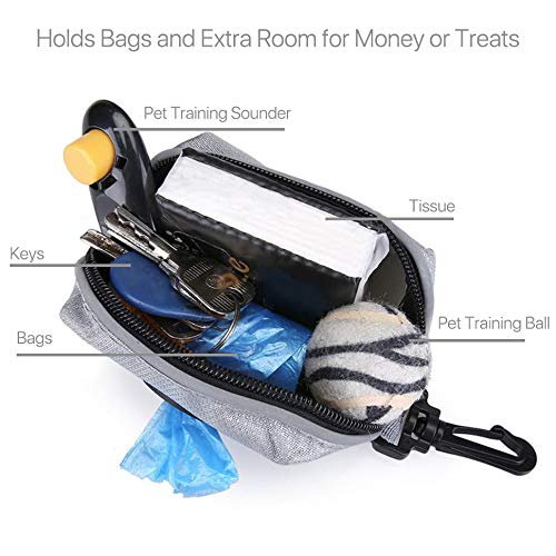 [Australia] - Dog Poop Bags Dispenser Dog Poop Bag Holder Leash Attachment Waste Bag Dispenser Pick up Pet Clean Up Bags with Iron Hook and Zipper for Walking Running Hiking Portable Black 