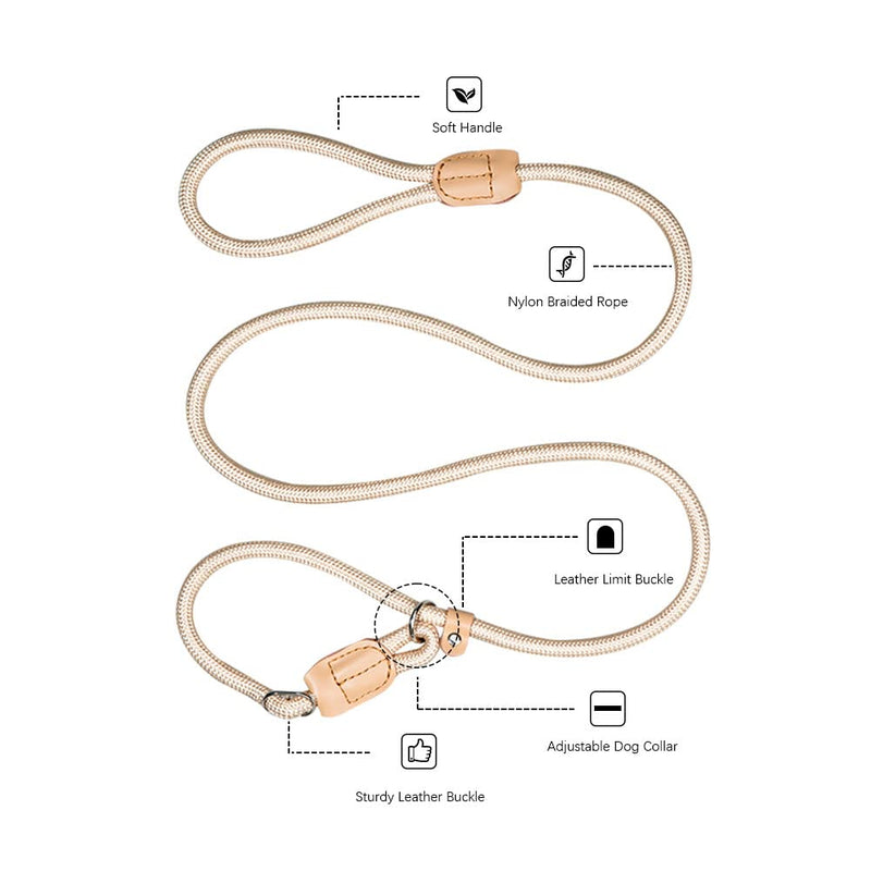 Awpland house leash for dogs, durable nylon slip leash dog with sling, training leash slip leash for large, medium and small dogs, prevents healing brown - PawsPlanet Australia