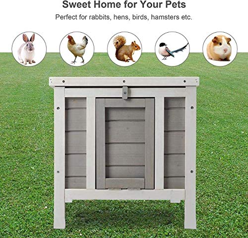 BUNNY BUSINESS Cat/Puppy/Rabbit/Guinea Pig Wooden Hide House - 50 x 42 x 43cm (Grey) GREY - PawsPlanet Australia