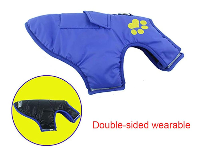 Morezi Winter Waterproof Dog Vest Coats Fleece Dog Jackets,Warm Reversible Outwear for Small Medium Large Dogs Cats - Blue - M - PawsPlanet Australia