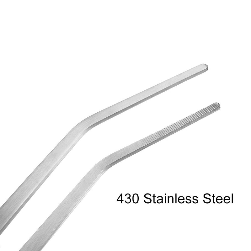 [Australia] - uxcell Aquarium Straight Curved Tweezers Set 15 Inch Stainless Steel Extra Long, Fish Tank Aquatic Plants Forceps Clip, 2 Pack 