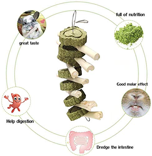 Bunny Chew Toys, Rabbit Toys for Teeth Molar Improve Dental Health 100% Natural Organic Wood Apple Sticks with Grass Balls for Rabbits, Chinchillas, Guinea Pigs, Hamsters, Chewing & Playing (1pcs) 1pcs - PawsPlanet Australia