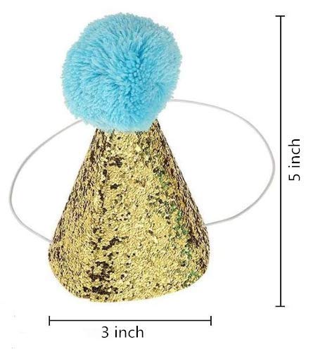 2 Pcs Pet Birthday Sequin Cone Hat for Pets Party Decoration Supplies - PawsPlanet Australia