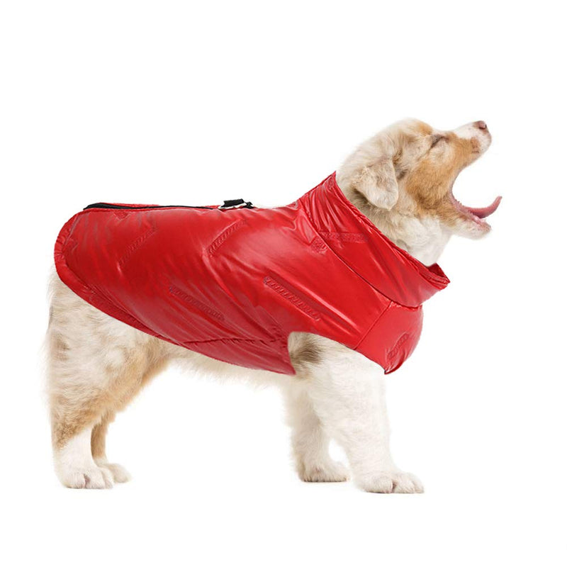 FEimaX Dog Jacket Waterproof Winter Pet Dog Coat Warm Padded Outdoor Apparel Clothes for Puppy Small Medium Large Dogs Cozy Windproof Cold Weather Vest with D-ring 4XL (Chest 26.0'', Back 20.5'') Red - PawsPlanet Australia