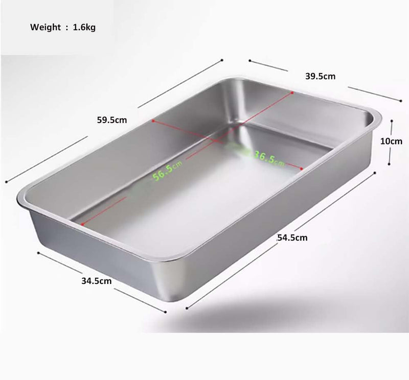 GRFELI Cat litter box made of stainless steel, large box for cats and rabbits, never absorbs odours, easy to clean (60 x 40 x 10 cm)... 60 x 40 x 10 cm - PawsPlanet Australia