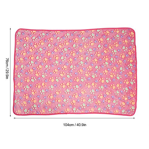 Hffheer Pet Blanket Soft Warm Coral Fleece Dog Blanket Cute Paw Print Pattern Cats Sleep Mat Pad for Small Dogs Cats Puppy Kitten (104 * 76-Pink) 104*76 Pink - PawsPlanet Australia