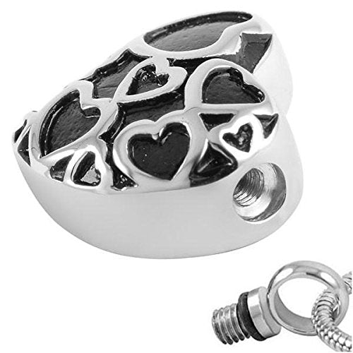 Cherished Urns Black Heart Memorial Ash Keepsake Cremation Pendant - PawsPlanet Australia