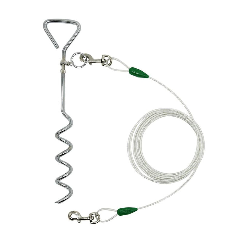 Petest Reflective Tie-Out Cable for Dogs Up to 35/60/90/125/250 Pounds, 15ft 25ft 30ft Length Available 8.8mmX16&60lbs15ft Darkgreen & Silver - PawsPlanet Australia