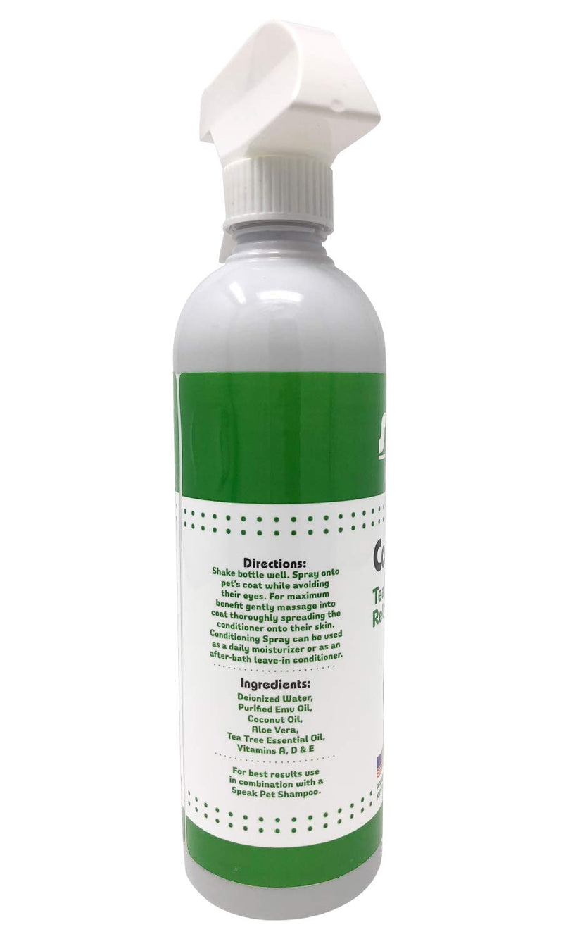 [Australia] - Speak Pet Products Natural Moisturizing Tea Tree Relief Dog Conditioning Spray, 17 Ounce Bottle 