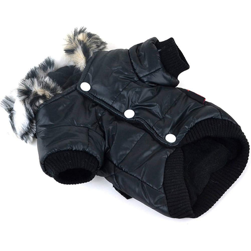 Balai Small Dog Faux Hoodie Thick Jacket Pet Puppy Waterproof Warm Coat Clothes for Small Breed Dog Like Chihuahua (XX-Large, Black) - PawsPlanet Australia