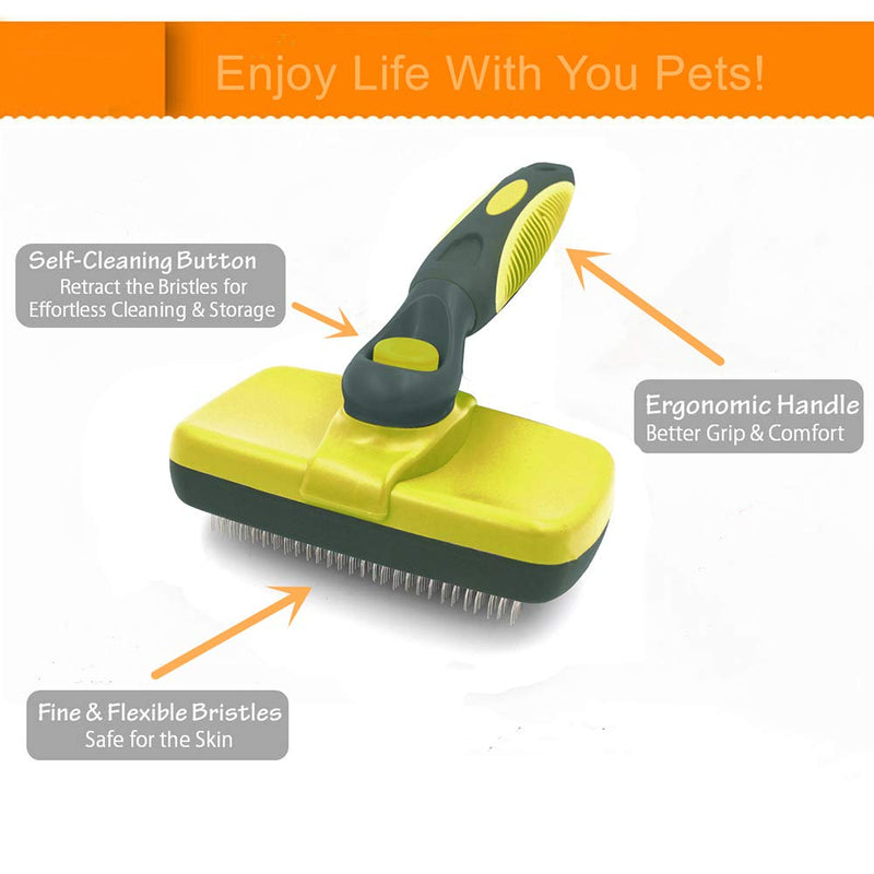 [Australia] - Dog & Cat Brush - Pro Grooming Brush Won't Scratch Your Pet's Skin - The Dog Brushes Shedding Grooming Tools is Suitable for Dogs & Cats with Long and Short Hair yellow 