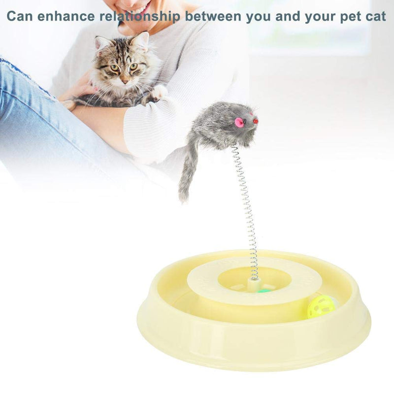 Roller Cat Toy, Interactive Fun Cat Toys Cat Teaser Ball Toys Circuit Ball Cat Toy Chase Toy Exercise Toy with Bell Ball and Plush Mouse(yellow) yellow - PawsPlanet Australia