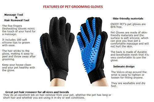 [Australia] - Playton Pet Grooming Glove - Premium deshedding Hair Removal Mitt-Perfect for Dogs, Cats, Horses, and Other Pets. Great for Long and Short Fur. blue 