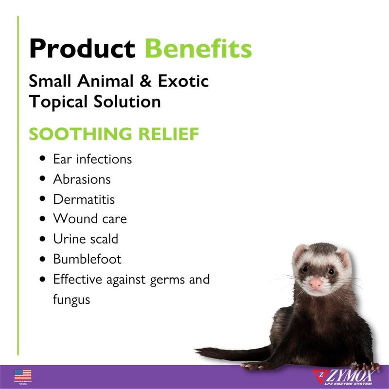 Zymox Small Animal & Exotic Topical Solution, 1.25 oz. – Supports Healthy Skin & Ears for Dog, Cat, Rabbit, Guinea Pig, Ferret, Hamster, Chinchilla, Monkey - PawsPlanet Australia