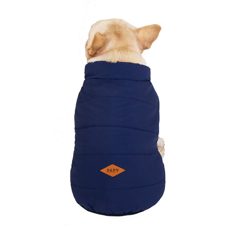 [Australia] - The PetOne Cute Bulldog Coat Taffeta Cotton Padded Puppy Jacket Warm Pug Vest Winter Parkas for Dogs X-Large Navy Blue 