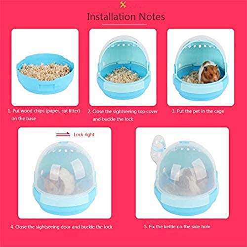 JUILE YUAN Portable Hamster Carry Cage Habitat, 7.6x6.5in Small Animal Cage, with Water Bottle Travel Handbags &Outdoor Carrier Vacation House for Like Dwarf Hamster, Chinchilla, Mouse Green - PawsPlanet Australia