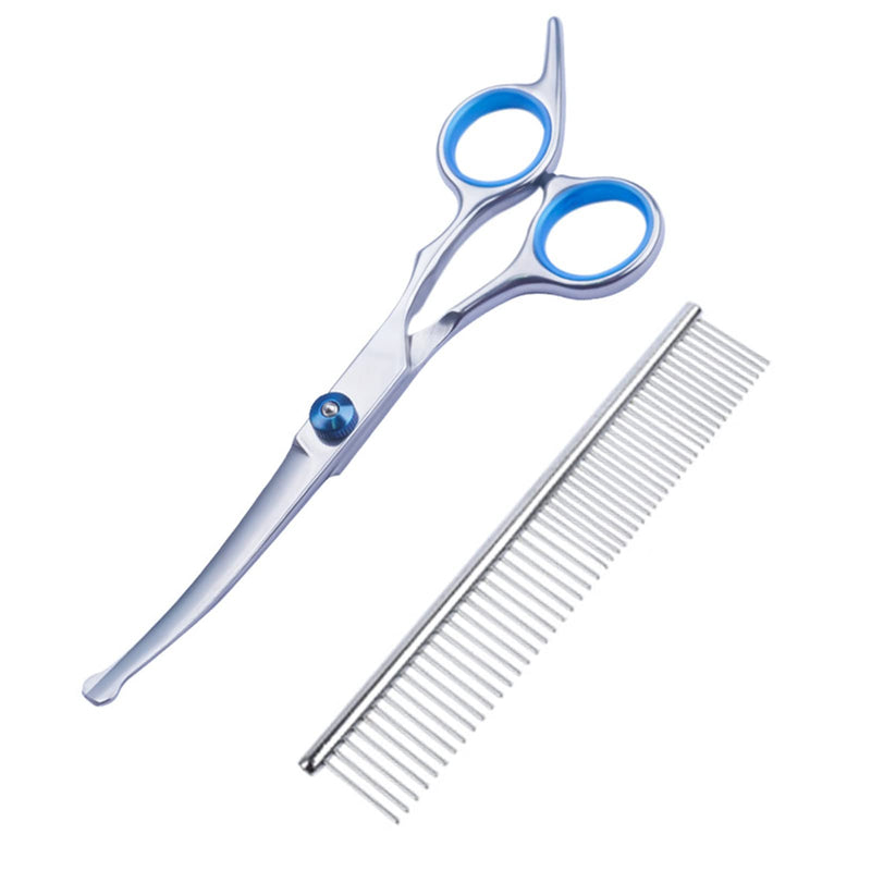 melebellot Pet Grooming Scissors and Grooming Combs, Grooming Scissors for Dogs, Cat Grooming Scissors, Dog Grooming Scissors, with Round Safety Tip, Stainless Steel Pet Grooming Tool for Home (Silver) - PawsPlanet Australia
