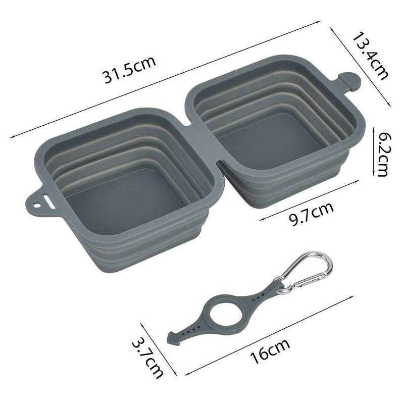 2 in 1 Foldable Dog Bowl(with Bonus Carabiners),Portable Dogs Cats Travel Bowls Feeding Bowl and Water Bowl,Food Grade Silicone BPA Free Food Bowls,Foldable Expandable Dog Cat Pet Bowl(Grey) Grey - PawsPlanet Australia