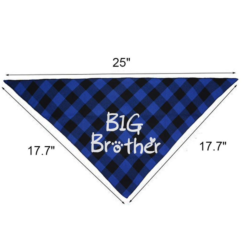 [Australia] - 3 Pack Big Brother Dog Bandanas Plaid Reversible Triangle Bibs Pet Scarf Accessories 