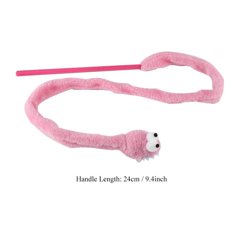 [Australia] - Pssopp Cat Teaser Toy, 3 Color Cartoon Snake Shape Cat Teaser Wand Toy Interactive Reusable Plush Catnip Cat Toys Funny Cat Kitten Pet Playing Toy Pink 