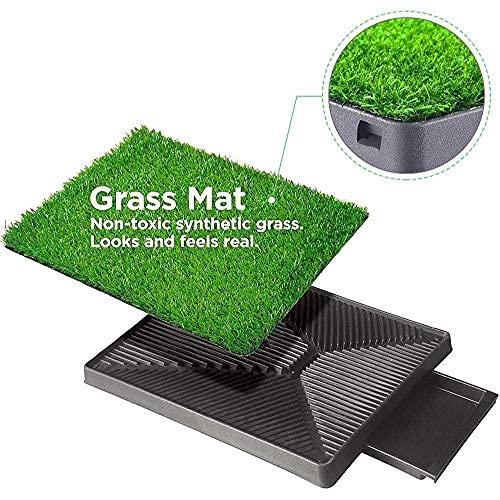 St@llion Dog Toilet Indoor Puppy Training Pad, Artificial Dog Potty Pet Training Grass Pad, Restroom Mat Removable Waste Tray for Indoor/Outdoor Use - Easier Clean Up & Non-toxic (51cm x 63 cm) - PawsPlanet Australia