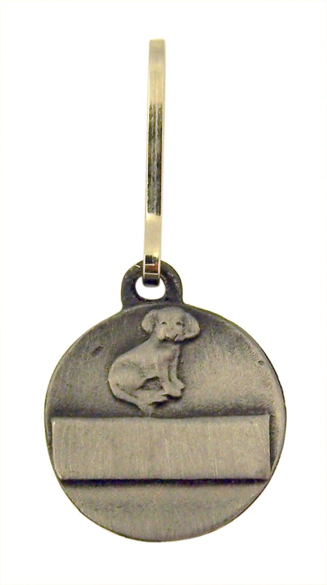 [Australia] - Pewter Saint Francis of Assisi Protect My Dog Pet Collar Tag Medal, 3/4 Inch 